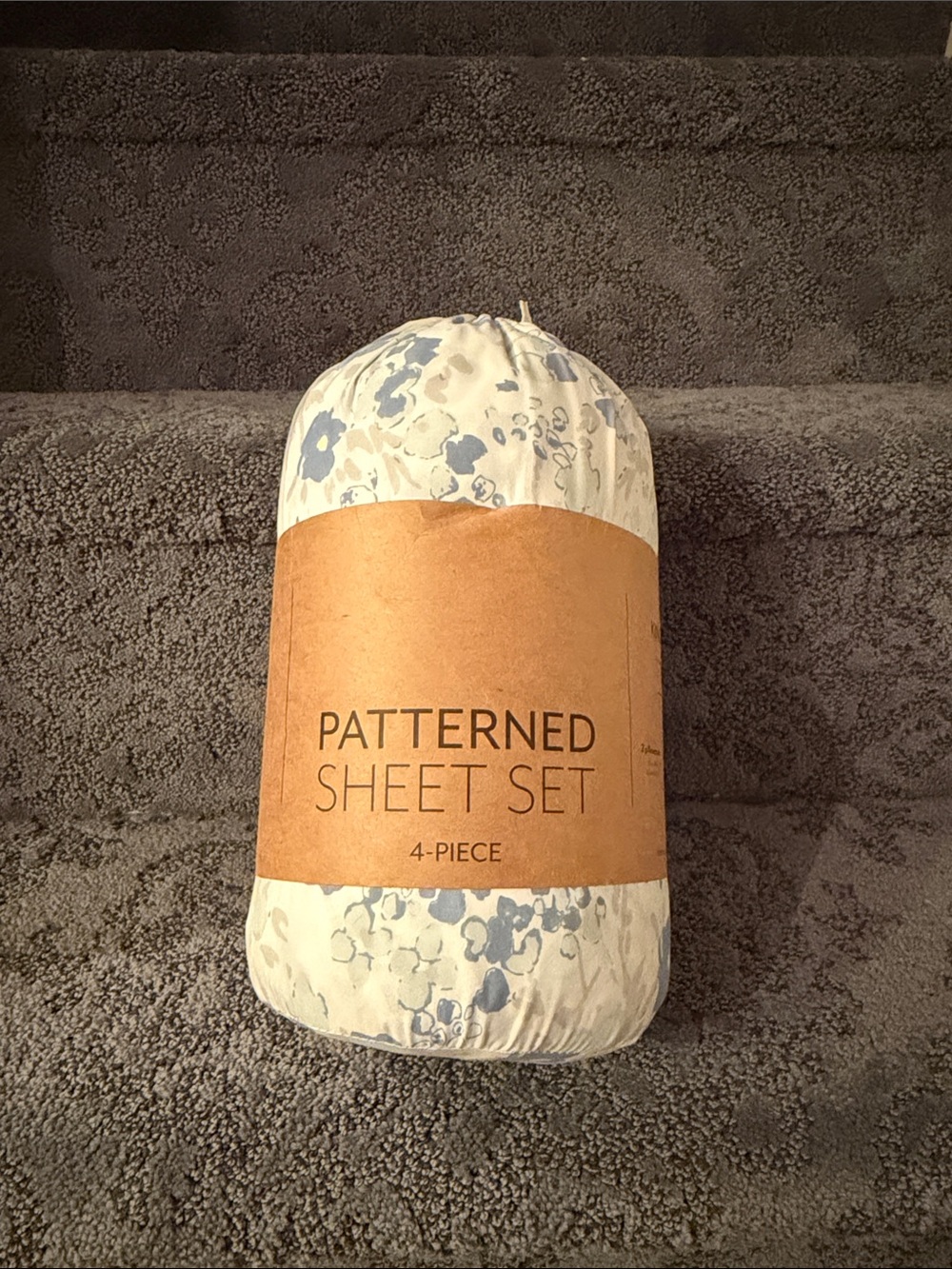Patterned King Sheet Set - Blue Floral 4-Piece Bedding